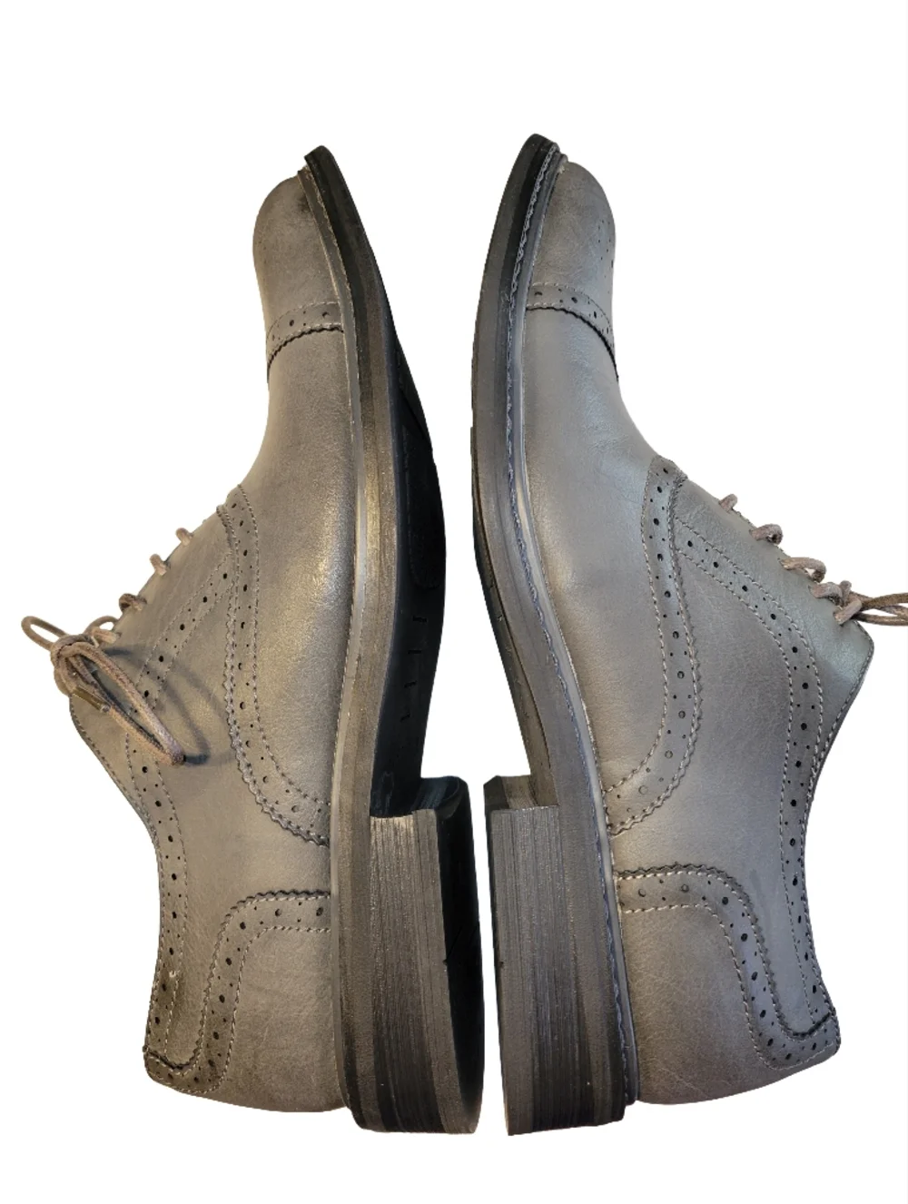 Perry Ellis Portfolio Bryant Gray Vegan Leather Wingtip Oxfords - Men’s 7.5